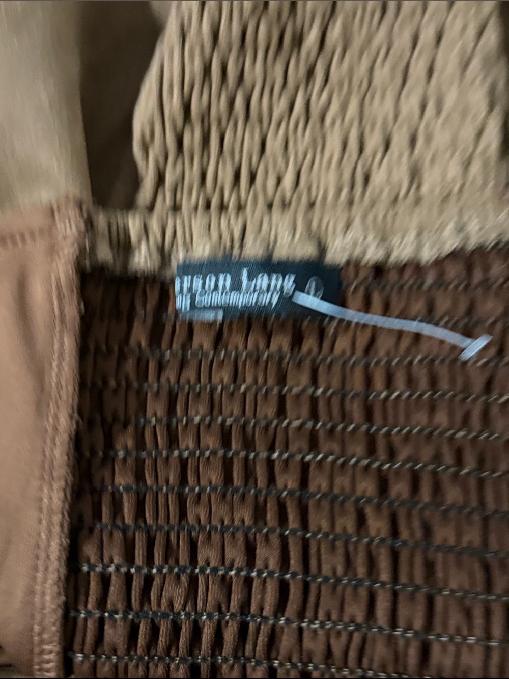 Emerson Lang Tan Suede Strapless Peplum Top - Picture 3 of 3